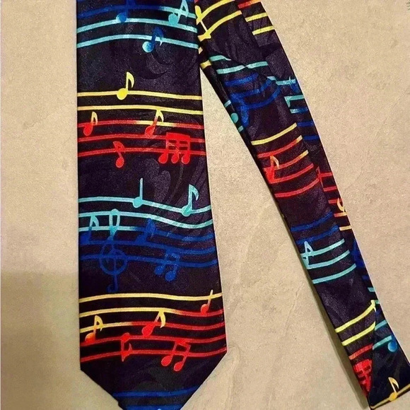 Beautiful Vintage Steven Harris Musical Note Print Tie 4in At Widest - Picture 4 of 6